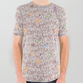 Seamless pattern world crowded with funny cats All Over Graphic Tee