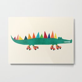 Crocodile on Roller Skates Metal Print