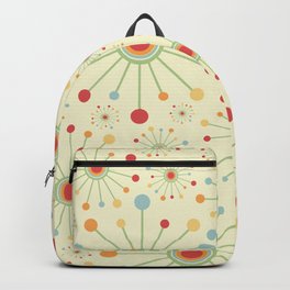 Mid Century Modern Retro 1970s Inspired SunBurst in Muted Colors Backpack | Vintageinspired, 19Monkeys, Digital, Mod, 1970Sinspired, Circles, Geometric, Contemporary, Midcenturymodern, Colorful 