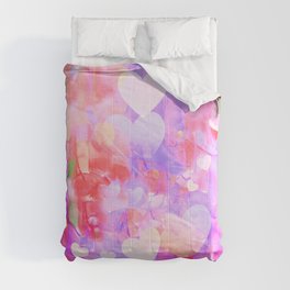 Pink Watercolor Hearts Pattern Comforter