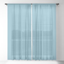 Minimal Light Aqua Blue Solid Color Sheer Curtain