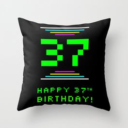 [ Thumbnail: 37th Birthday - Nerdy Geeky Pixelated 8-Bit Computing Graphics Inspired Look Throw Pillow ]