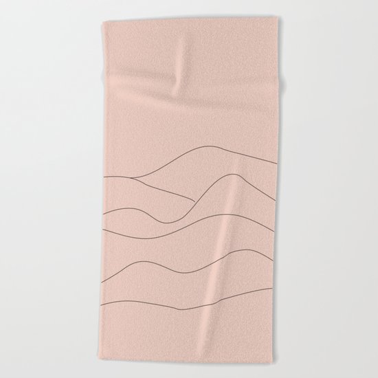 Pink Mountains Minimal Beach Towel