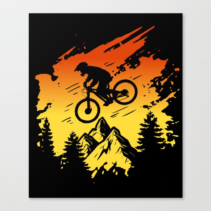 Vintage Downhill Mountain Biker Bicycle Canvas Print