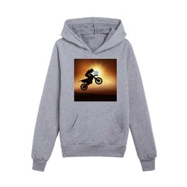 Mountain Motorcycle Adventure - Gold Kids Pullover Hoodies