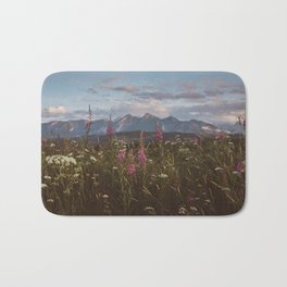 Mountain vibes - Landscape and Nature Photography Bath Mat | Color, Flowers, Pink, High, Digital, Wanderlust, Nature, Adventure, Photo, Scenic 