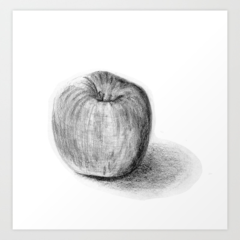 Apple Realistic Pencil Sketch Drawing Art Print By Kyokobartley Society6 Using a minimum of colours and in just 8 steps you'll create a drawing of a realistic apple. apple realistic pencil sketch drawing art print by kyokobartley