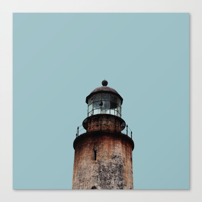 Lonely Old Lighthouse - Pale Blue Gray Canvas Print