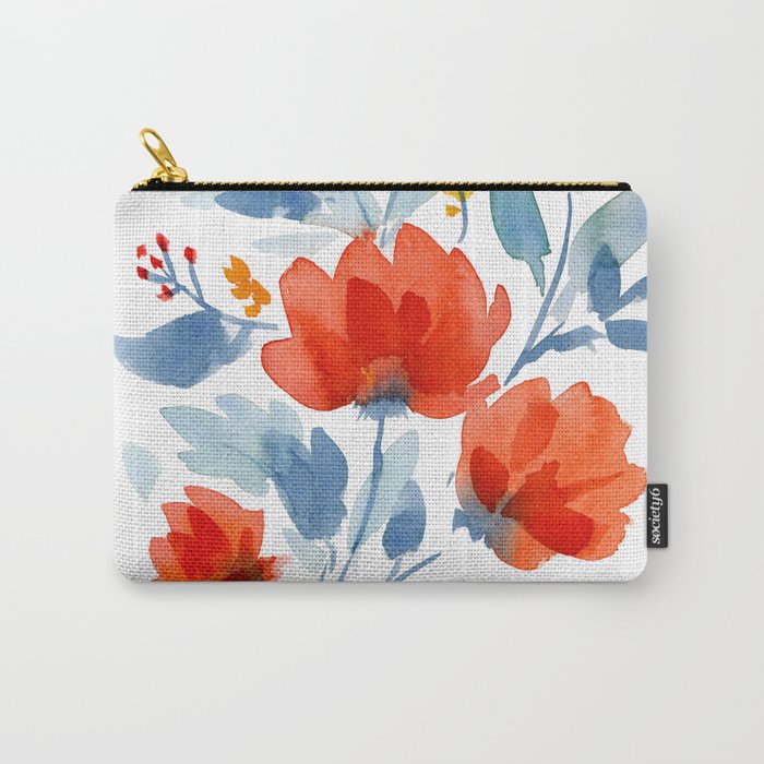 Watercolor Flowers Carry-All Pouch