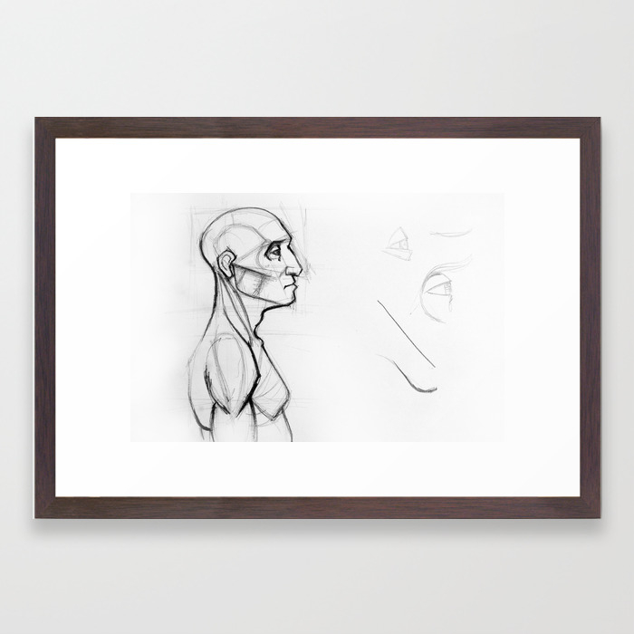Outline Drawing Sketch Of Side Profile Of A Human Male Head And Torso Anatomy Illustration Framed Art Print By Oanaunciuleanu Society6,Cactus Line Drawing