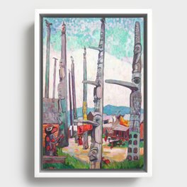 Emily Carr - Totem Poles, Kitseukla - Canada, Canadian Oil Painting - Group of Seven Framed Canvas