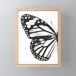 Monarch Butterfly | Left Butterfly Wing | Vintage Butterflies | Black and White | Framed Mini Art Print