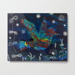 Clarity Acrylic Pour Fluid Art Bird with Flowers Metal Print | Modern, Abstractliquid, Abstractpour, Acrylicpour, Bird, Flowart, Artwork, Fluidacrylics, Bohowallart, Flowers 