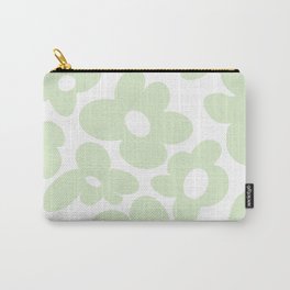retro flowers / green Carry-All Pouch | Lime, Collage, Nature, Scandi, Deisgn, Graphic, Cute, Groovy, Flowers, Floral 