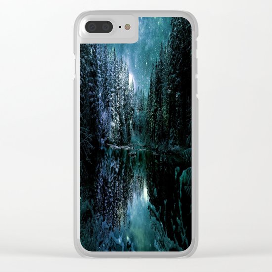 Winter Wonderland Forest Green Teal : A Cold Winter's Night Clear iPhone Case