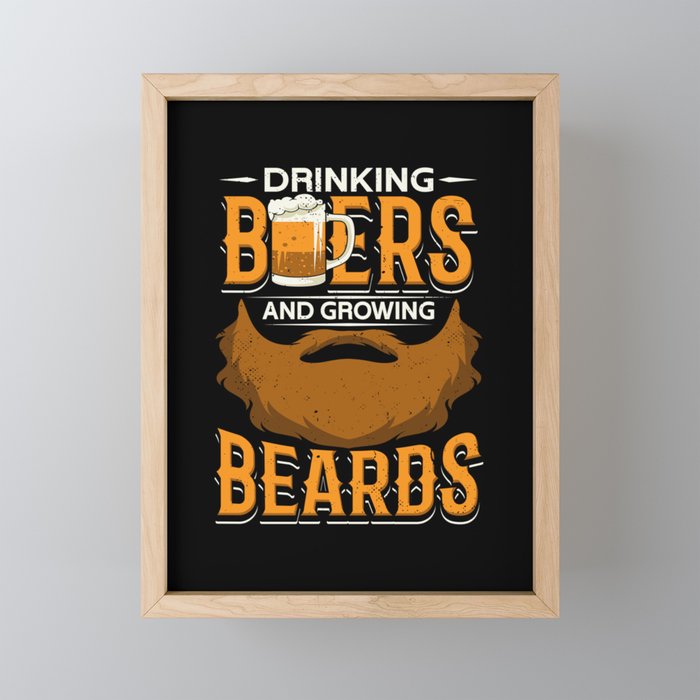 Beers And Beards Framed Mini Art Print