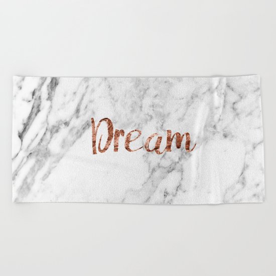 Rose gold marble dream Beach Towel