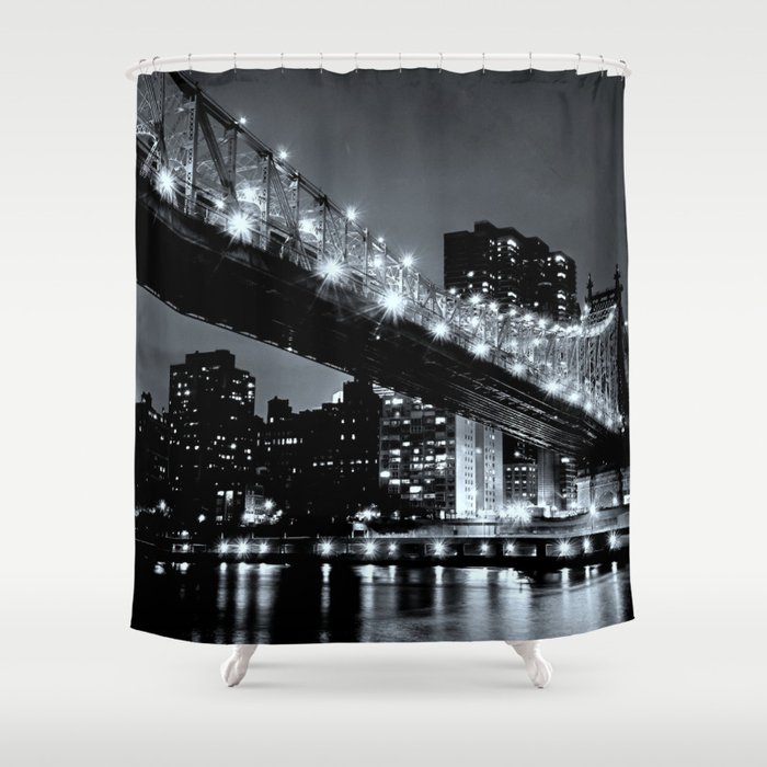 New York Night Black & White Shower Curtain