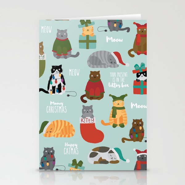 Naughty Christmas Cats with Words Stationery Cards