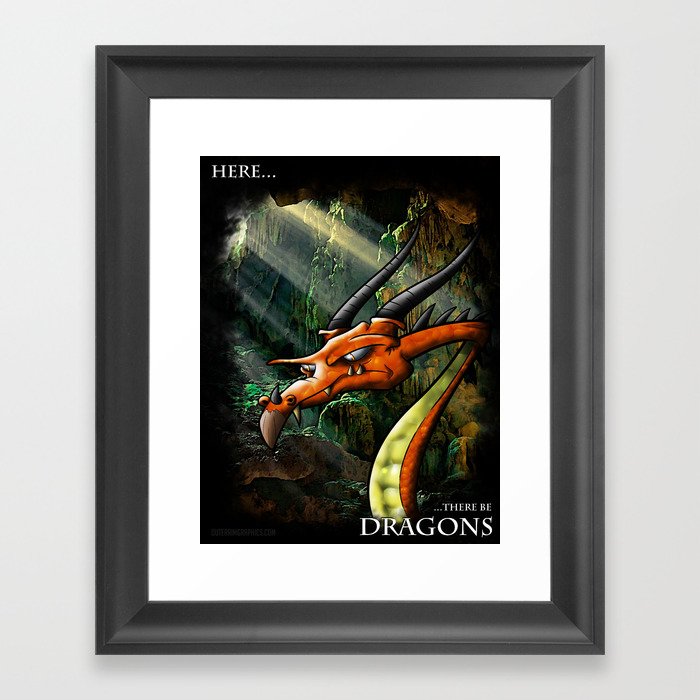 There be Dragons Framed Art Print
