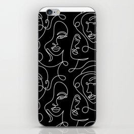 Seamless pattern with abstract faces on black. iPhone Skin