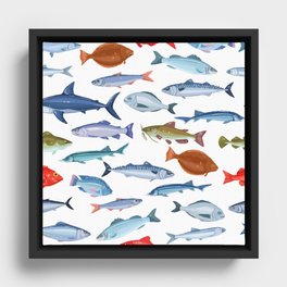 Seamless fish Framed Canvas