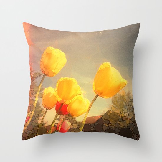 Yellow Tulips Throw Pillow