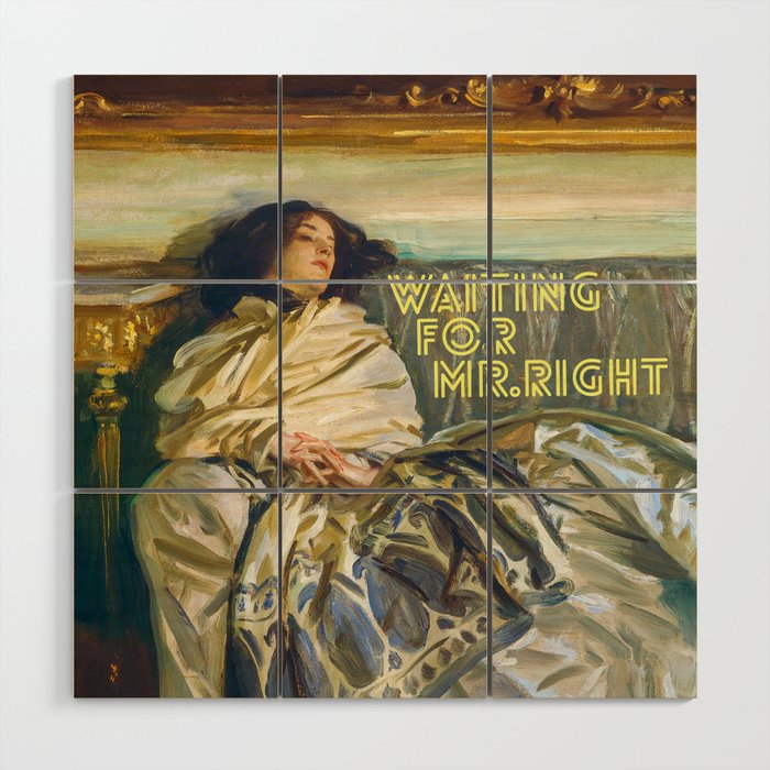 Waiting for Mr.right Meme Funny Sticker Wood Wall Art