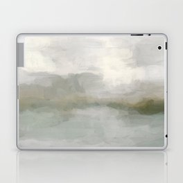 Break in the Weather II - Modern Abstract Painting, Light Teal, Sage Green Gray Cloudy Weather Ocean Laptop Skin