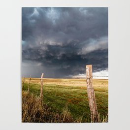 Soft - Storm Along Fence Line in Texas Panhandle Poster