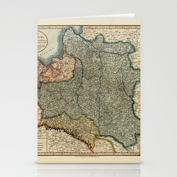 Map Of Poland 1819 Stationery Cards