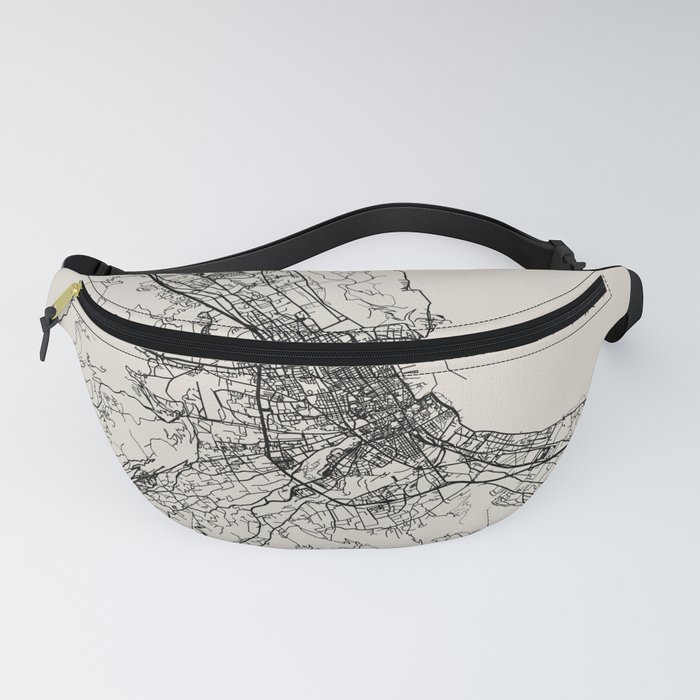 Palermo - Italy | City Map - Black and White Fanny Pack
