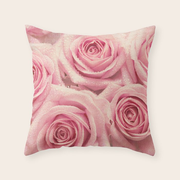 For the love of pink roses Throw Pillow by micklyn Society6