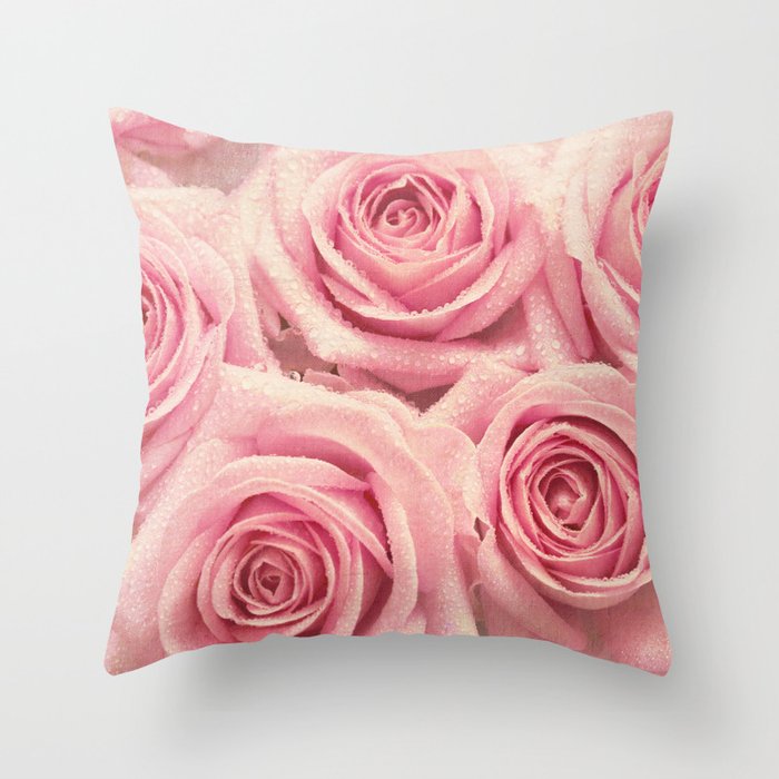 For the love of pink roses Throw Pillow by micklyn | Society6