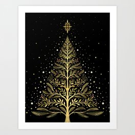 Christmas Night Tree-Glowing Art Print