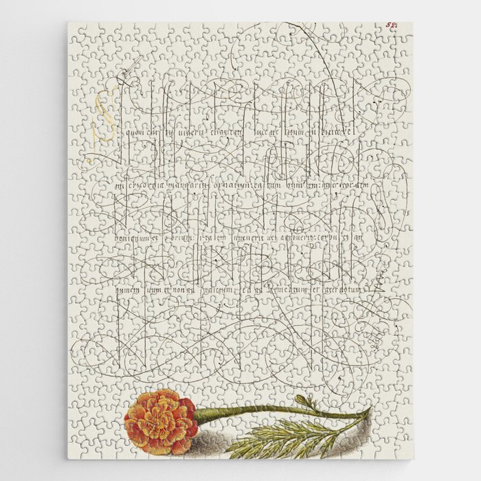 Vintage calligraphic rose poster Jigsaw Puzzle