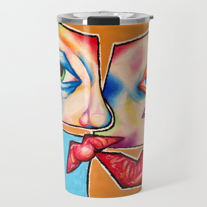 colorful abstract face Travel Mug