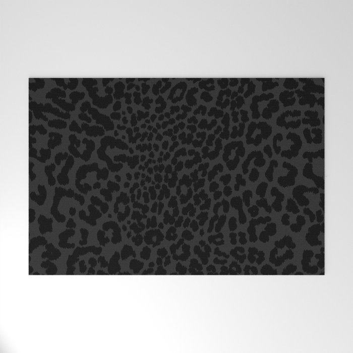 Goth Black Leopard Animal Print Welcome Mat