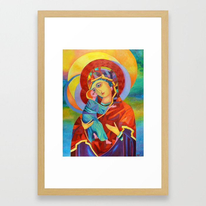 Virgin Mary Painting Madonna And Child Icon Modern Catholic Virgin Mary Painting Madonna And Child Icon Modern Catholic Religious Framed Art Print