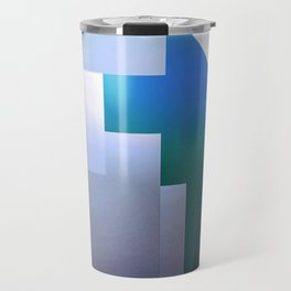 Bold Color Blocks Blue Teal Gray Travel Mug