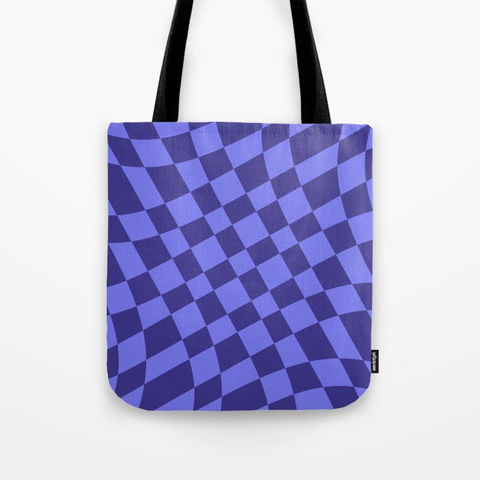 Abstract Warped Checkerboard pattern - Dark Slate Blue and Medium Slate Blue Tote Bag