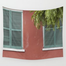 New Orleans Teal Shutters Wall Tapestry