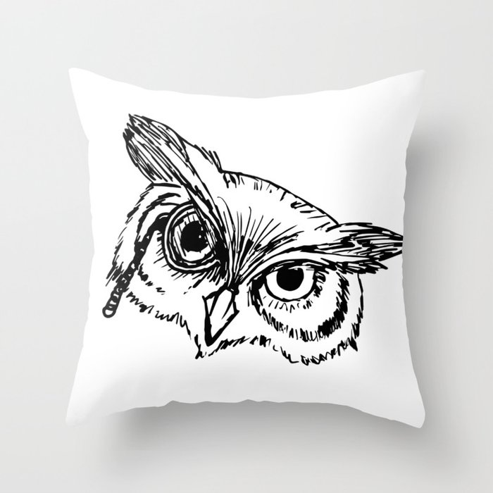OwlMonocle Throw Pillow