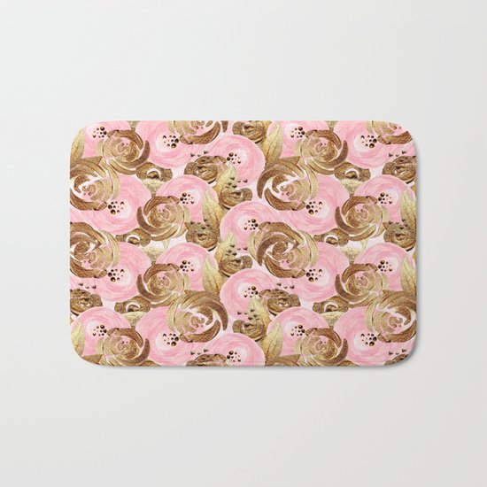 Gold Roses Bath Mat