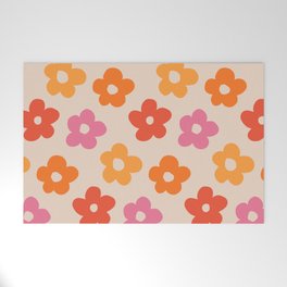 Retro 60s 70s Flowers Pattern #pattern #vintage Welcome Mat