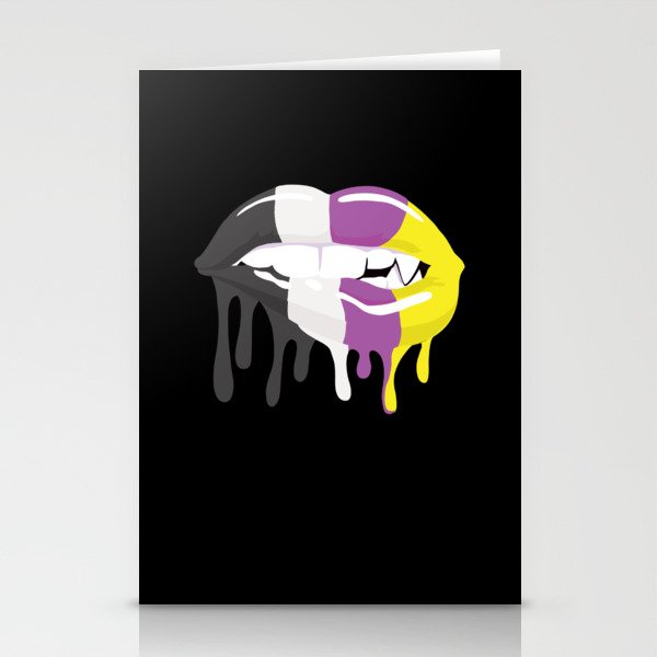 Nonbinary Flag Non Binary Pride Lgbtq Lips Mouth Stationery Cards