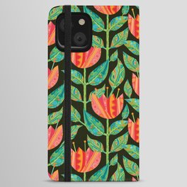 Hippie Huge Boho Flower on Very Dark Olive iPhone Wallet Case