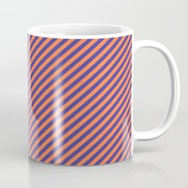 [ Thumbnail: Coral & Dark Slate Blue Colored Striped/Lined Pattern Coffee Mug ]