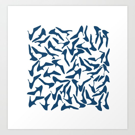Shoes Navy on White Art Print