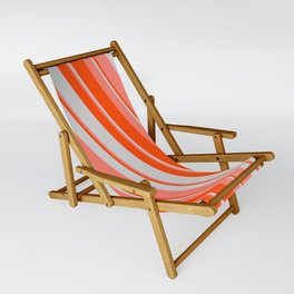 [ Thumbnail: Red, Light Grey & Salmon Colored Striped/Lined Pattern Sling Chair ]